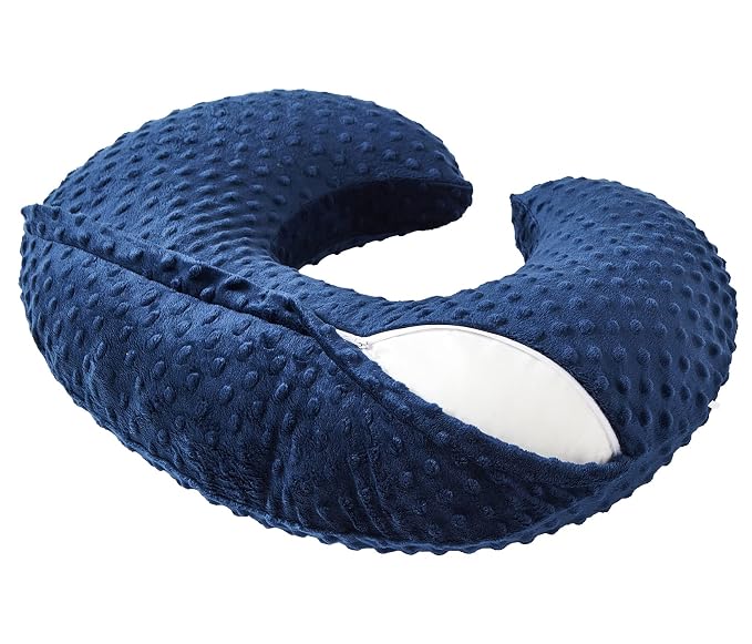 Nursing Pillow Cover Breastfeeding Pillow Cases Minky Dot Slipcover (Estate Blue)