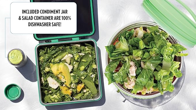 New Wave Enviro Safe Snacker, Stainless Steel Food Container, BPA Free, Stackable and Cabinet Friendly, Black, Small Size, 23oz. Capacity