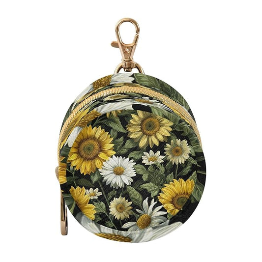 Pacifier Holder with Clip Pacifier Case for Diaper Bag Round Baby Pacifier Pouch Box Bag Portable Sunflower Daisy Green