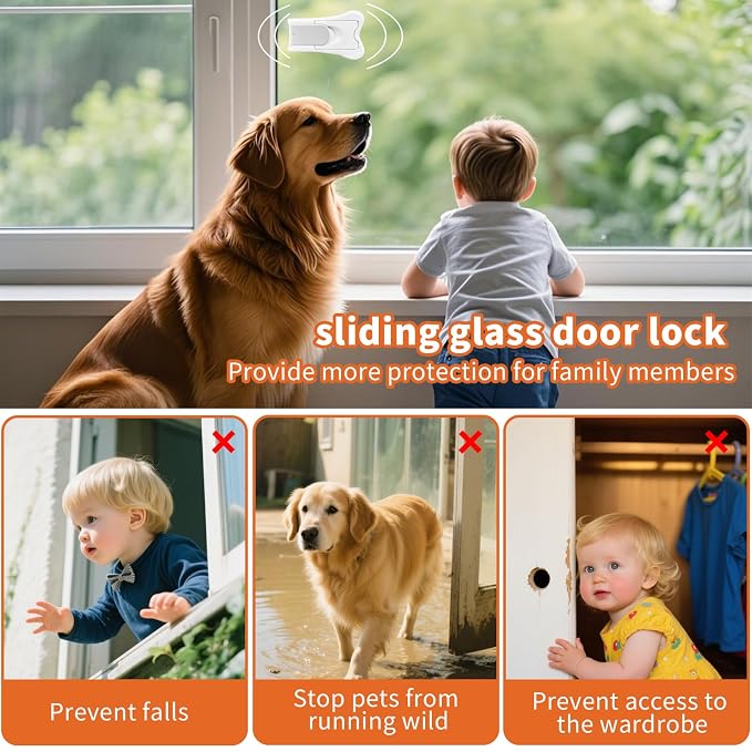 Sliding Closet Door Lock 2 Pack Sliding Door Child Lock Sliding Door Lock for Prevent Cats and Dogs from Opening Wardrobe Doors