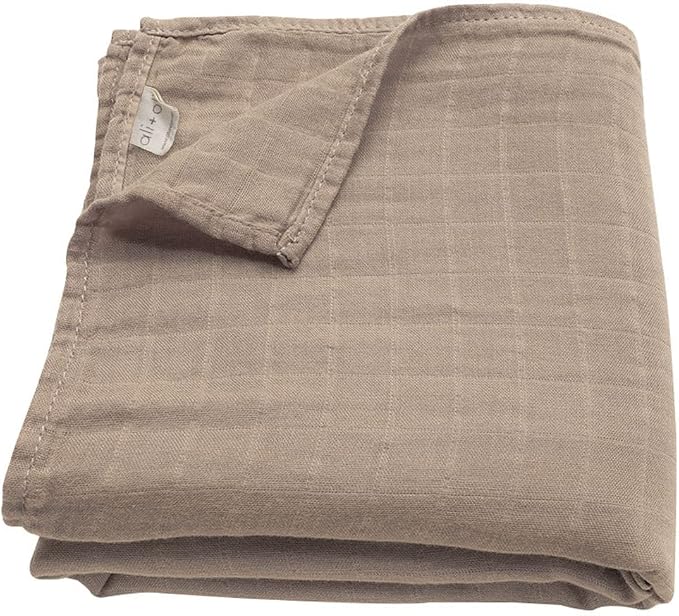 Ali+Oli Muslin Swaddle Blanket for Baby (Taupe) Large 47" x 47" Soft Rayon Made from Bamboo & Organic Cotton, Machine Washable Receiving Blanket Wrap for Newborn to Toddler