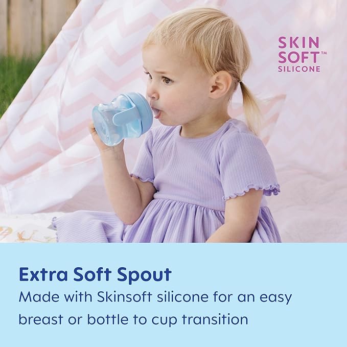 MAM Starter Cup (1 Count), Sippy & Drinking Cup with Extra-Soft Spill-Free Spout and Non-Slip Handles, for Boys 4+ Months, Five Ounces, Blue (Pack of 6)