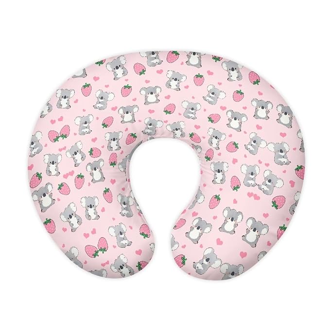 Baby Nursing Pillow Cover for Bottle Feeding, Breathable Soft Koala and Strawberry Nursing Pillow Case