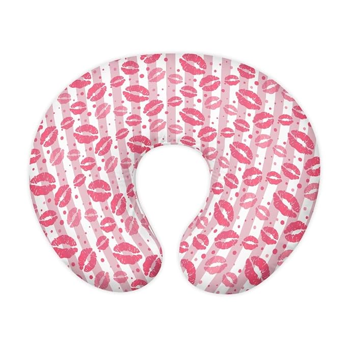 Kiss Stripes Baby Nursing Pillow Cover for Newborn, Stretchy Replaceable Pillow Cover Slipcover U-Shaped Breastfeeding Pillowcase Cushion Cover