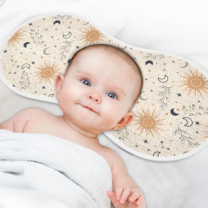 Muslin Burp Cloths for Baby Boys and Girls - 2-Pack Ultra Absorbent Magic Constellations Moons Star Muslin Washcloths, Newborn Towel, Milk Spit Up Rags, Burp Cloth Bibs for Unisex, 22 x 11 Inch