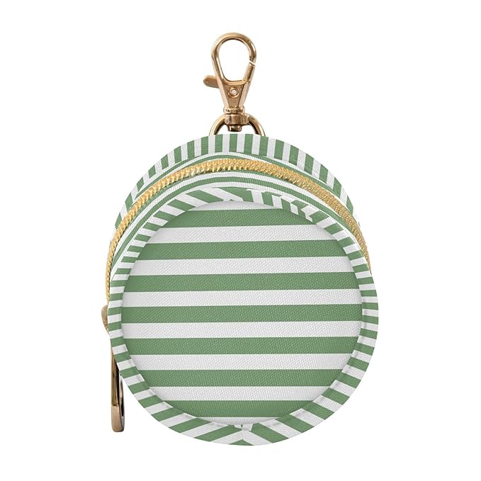 Sage Green Stripes Pacifier Holder Case Newborn Pacifier Storage Pouch for Boys Girls Easy Attach to Diaper Bag Portable Baby Essentials Container