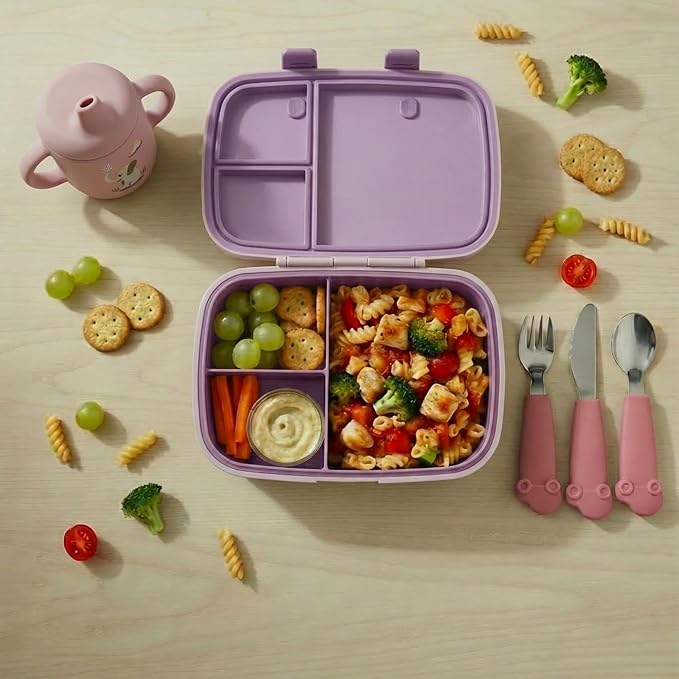 Stainless Steel Silverware Set – Silicone Handle Fork, Spoon & Knife – BPA-Free, Self-Feeding Toddler Utensils | Car Design (Pink Candy)