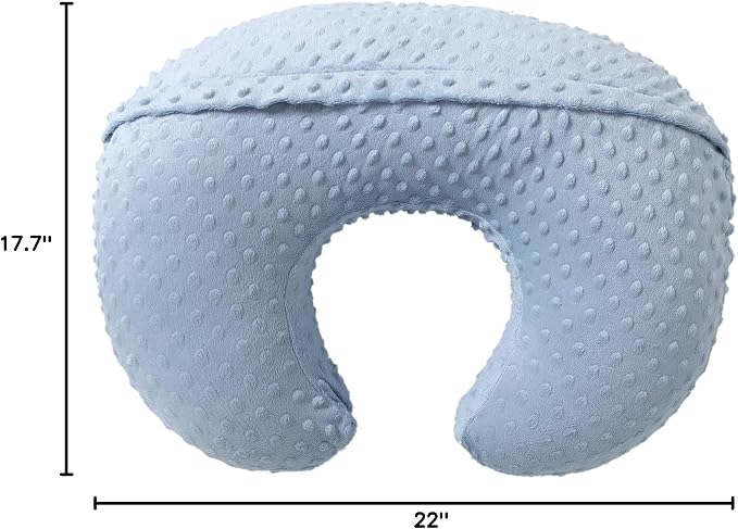 Nursing Pillow and Body Positioner with Premium Slipcover | for Breastfeeding for Baby Boys and Girls, Feeding Pillow with Breathable Comfortable Pillowcase (Blue)