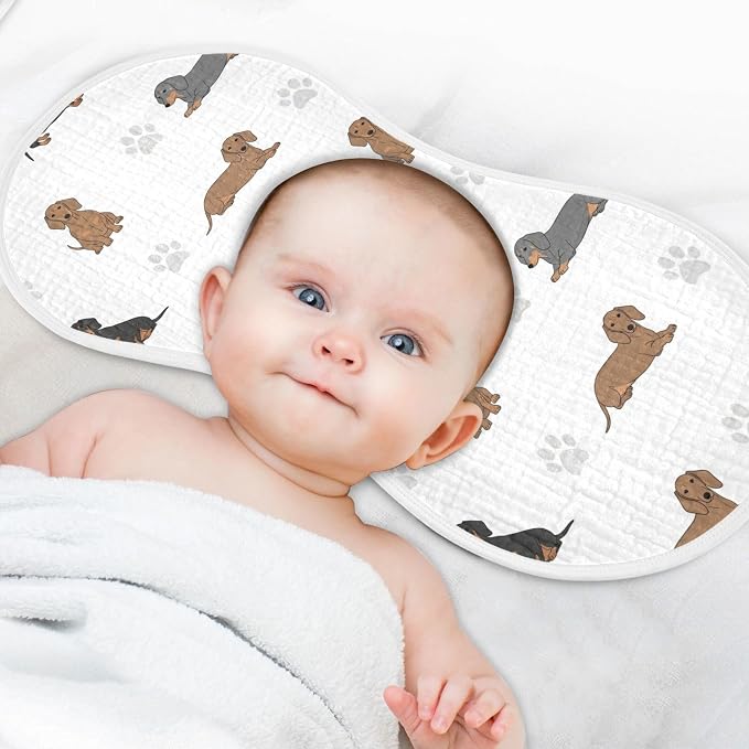 1 Pack Muslin Burp Cloths Dachshund Dogs Paw White Cotton Baby Burp Cloths Ultra Absorbent and Soft Thick Burping Cloth for Newborn Boys Girls 22x11 Inch