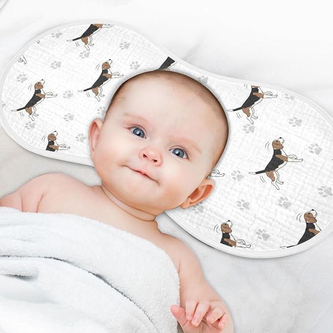 2 Pack Muslin Burp Cloths Beagle Paw Print White Cotton Baby Burp Cloths Ultra Absorbent Burping Cloth Soft Spit Up Rags for Baby Boys Girls 22x11 Inch