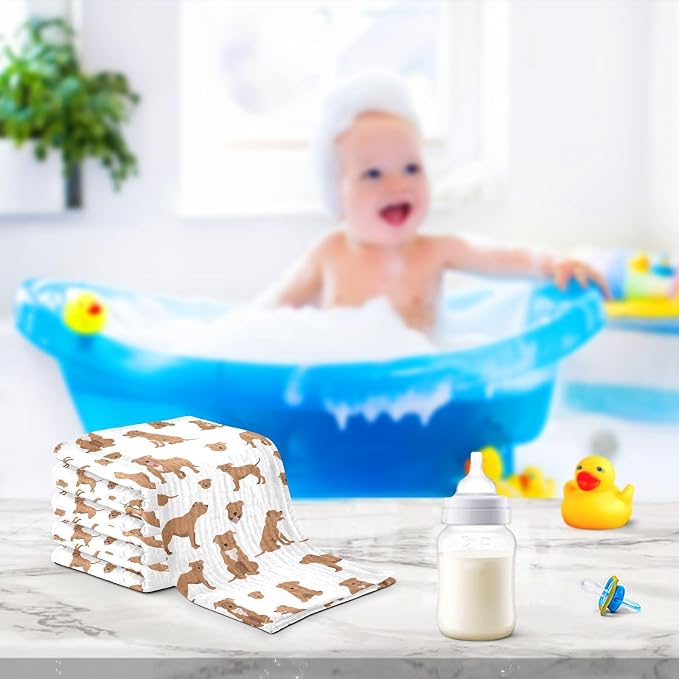 vvfelixl Baby Cotton Washcloths Staffordshire Bull Terrier Infants Bath Towel for Unisex Face Towels for Newborn, Natural Baby Wipes Delicate Skin, 11.8 X 11.8 inch, one sizex5