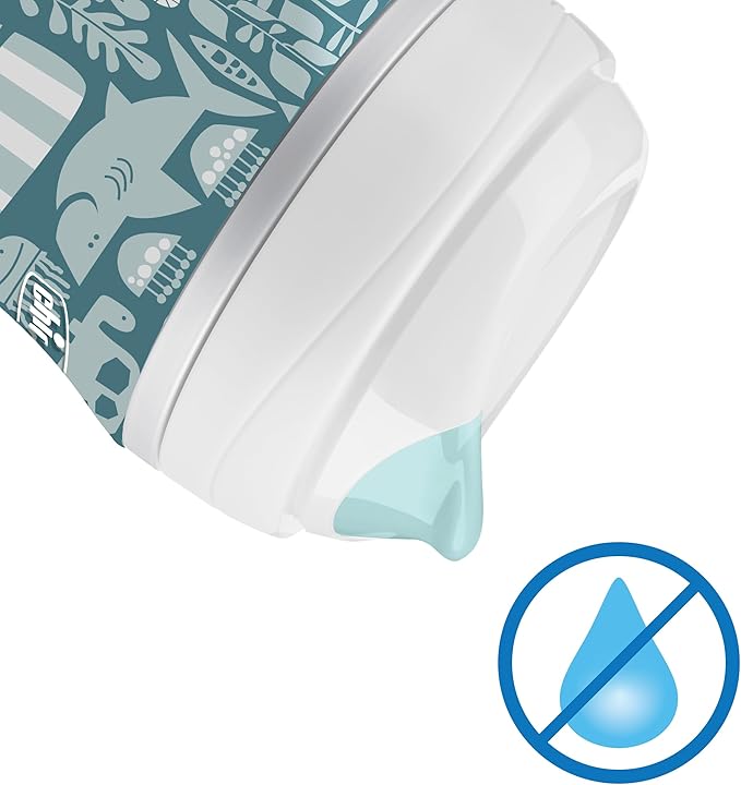 Chicco Insulated Sippy Cup 12+ Months, 9oz Toddler Training Cup with Bite-Resistant No-Spill Rim Spout, Double-Wall, BPA-Free, 2-Pack, Ocean Print/Surf