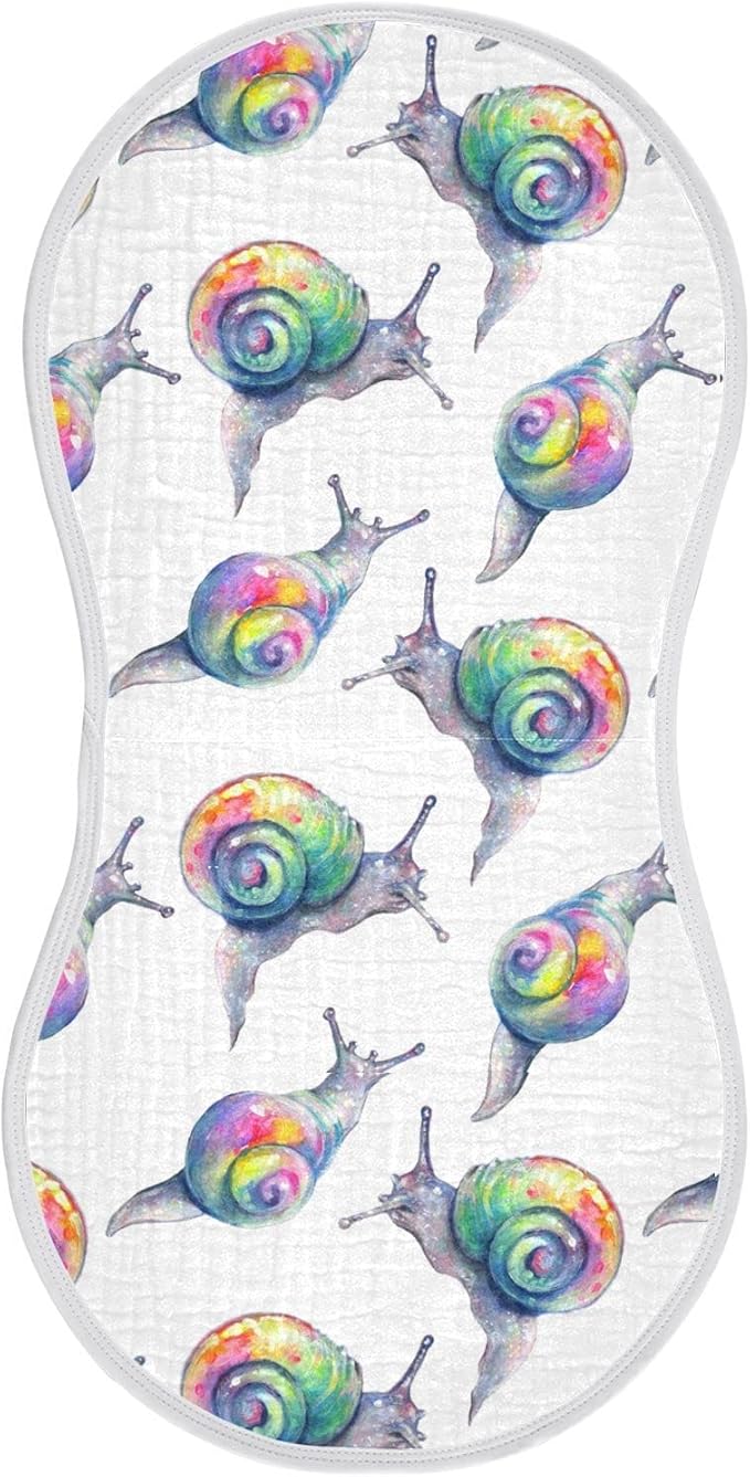 Rainbow Snails Pattern Colorful Shells Muslin Burp Cloths for Baby 1 Pack 100% Cotton Baby Washcloths Bibs for Boy Girl