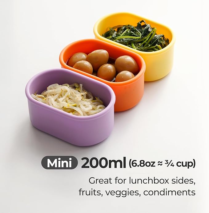 Premium Korean-Made Silicone Airtight Food Container with Steam Vent ??BPA Free, Leakproof, Microwave & Freezer Safe Meal Prep. & Leftovers Storage (Mango Yellow, 7 floz)
