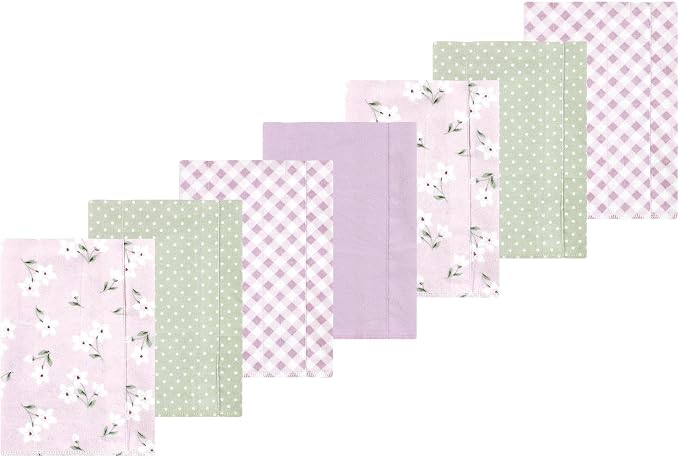 Luvable Friends Hudson Baby Flannel Burp Cloths 7pk, Purple Floral