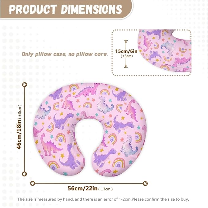 Cute Dinosaurs Baby Lounger Replaceable Cover and Nursing Pillow Cover Set, Newborn Nest Backup Cover,Removeable Breastfeeding Nursing Pillow Case for Newborn Boys Girls，Purple(Cover Only)