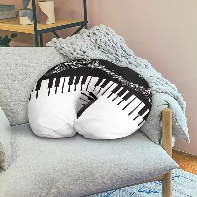 Removable Breathable Breastfeeding Pillow Slipcover for Bottle Feeding Fit Standard Nursing Pillows,Piano Keys Music Symbols