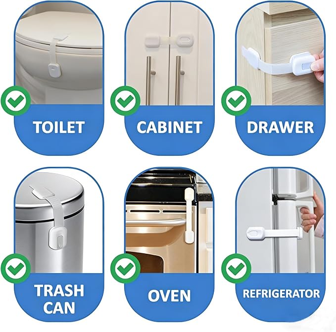 10 Pack Baby Proofing Cabinet Locks - No Drilling Required Child Proof Locks for Cabinets, Drawers Easy Installation Safety Reusable Childproof Cabinet Locks (Style 2)