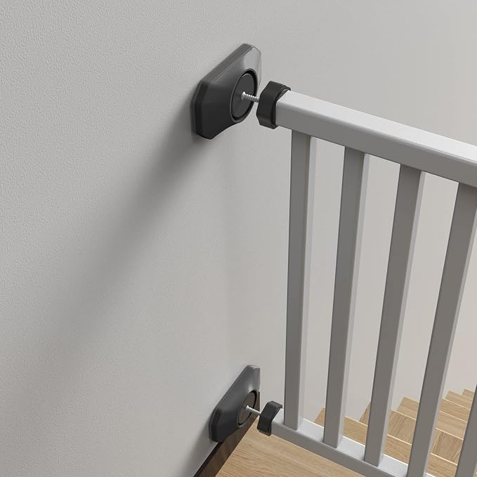 ICERO - Baby Gate Wall Protector - Protect Walls & Doorways from Pet & Dog Gates - for Child Pressure Mounted Stair Safety Gate- 4 Pack, Black