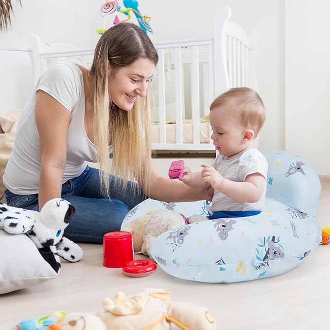 AMASKY Nursing Pillow for Breastfeeding, Breastfeeding Pillows for More Support for Mom and Baby, with Plus Size Ergonomic Design and Removable Cotton Cover, Blue, Pallet of Product
