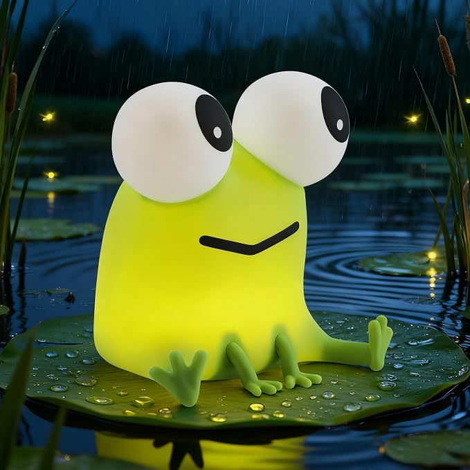 Frog Night Light for Kids with Timer Dimmable 3 Brightness 7 Colors Kawaii Frog Lamp Warm Sleep Aid USB Rechargeable Portable Night Lamp Decor for Girl Boy Nursery/Bedroom/Desk/Office
