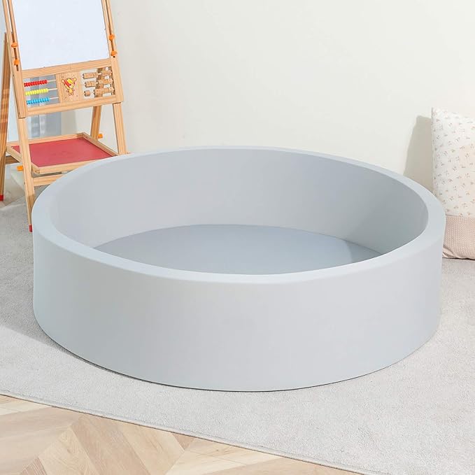 TRENDBOX Extra Large Soft Foam Ball Pit 51.2" x 11.8" (NO Balls) in Large Sponge Round Ball Pool Indoor Round Ball Pits Children Toddler Playpen - Light Gray