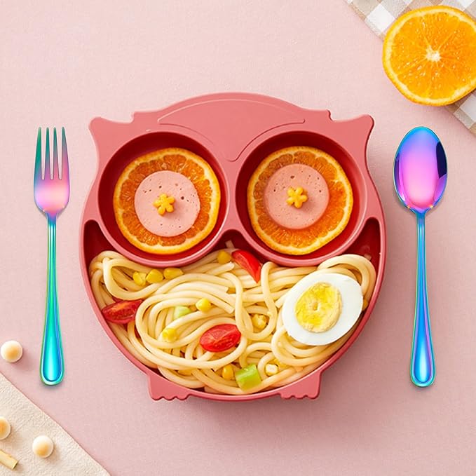 LIANYU 9-Piece Rainbow Kids Silverware Set, Stainless Steel Toddler Utensils Flatware Set, Child Cutlery Tableware for 3, Include knife Fork Spoon, Mirror Finished, Dishwasher Safe