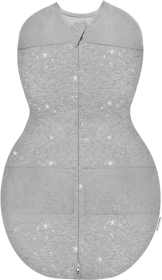 Happiest Baby Sleepea 5-Second Swaddle - 100% Organic Cotton Baby Swaddle Blanket - Doctor Designed Promotes Healthy Hip Development (Graphite Stars, Small)