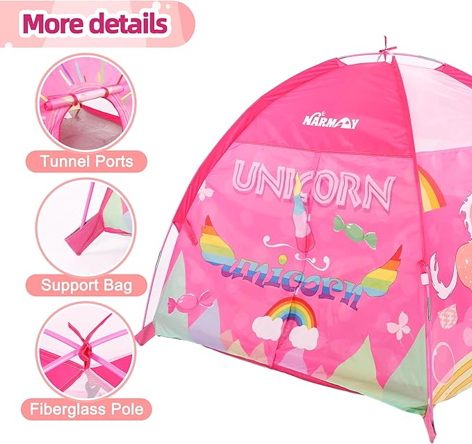 NARMAY® Play Tent Unicorn Dome Tent for Kids Indoor/Outdoor Fun - 48 x 48 x 40 inch