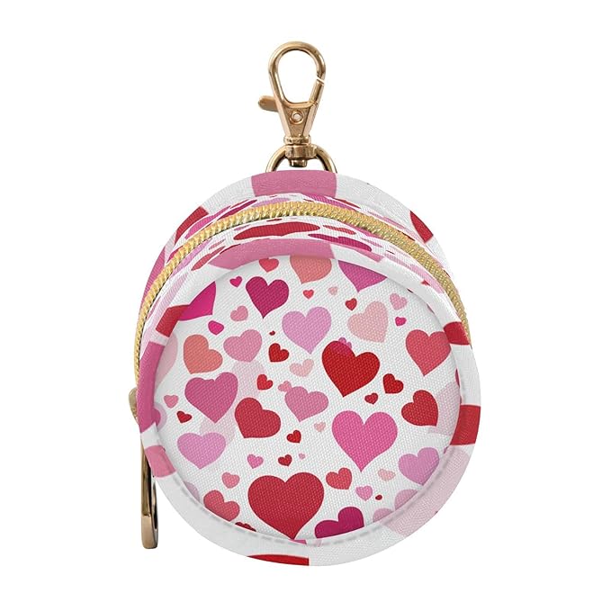 Pacifier Holder with Clip Pacifier Case for Diaper Bag Round Baby Pacifier Pouch Box Bag Portable White Pink Love Valentine
