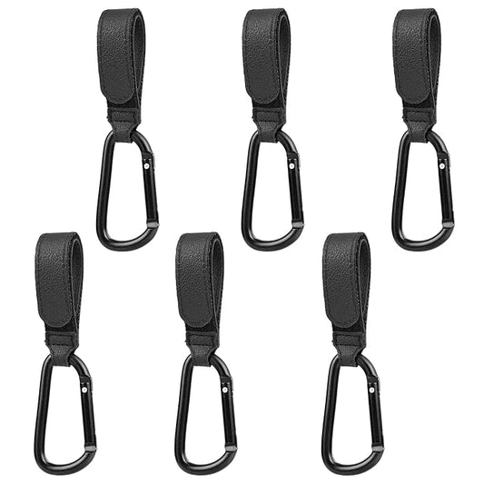 6 Pack Stroller Hooks for Bags, Baby Stroller Clips and Hooks Each Hold 33 lbs, Adjustable Stroller Carabiner Clip for UPPAbaby, DOONA, Baby Jogger, Britax, ChiccoC