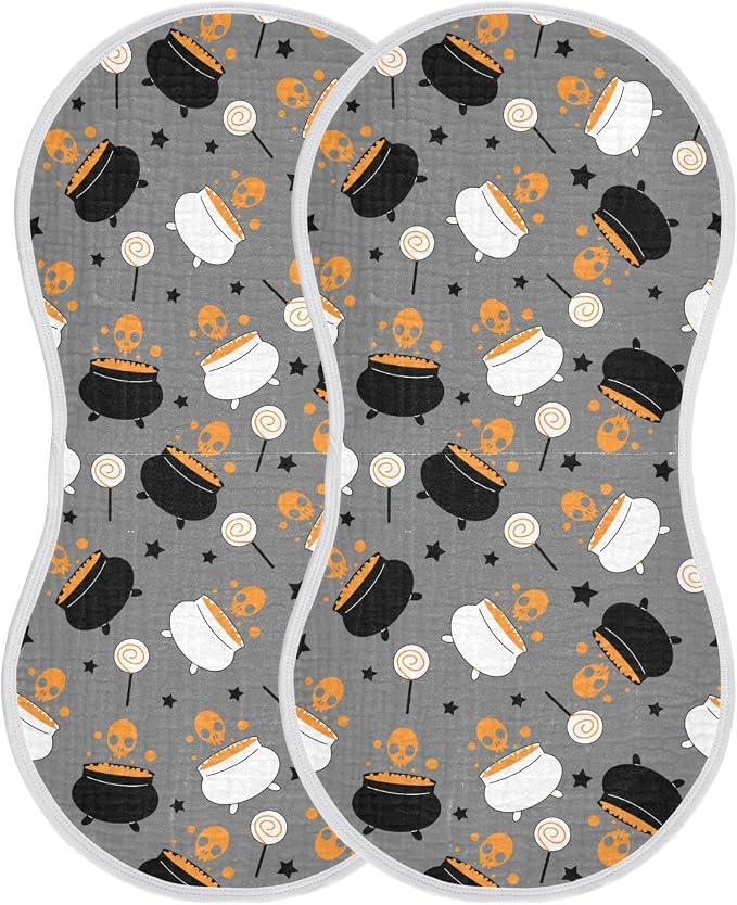 vvfelixl Baby Burp Cloths Halloween Witch Cauldron Baby Newborn Cotton Burping Cloths Set Baby Washcloths 4 Pack