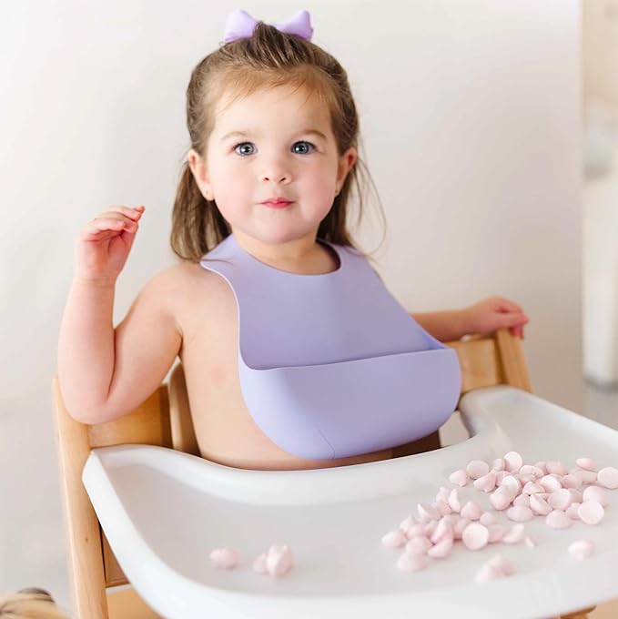 Magnetic Silicone Baby Bib ??Waterproof, Dishwasher Safe, BPA Free Food-Grade, Feeding Bib for Infants and Toddlers