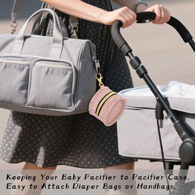 Tennis Ball Print Pacifier Holder Case for Diaper Bag Portable Travel Pacifier Storage Case with Clip Pacifier Storage Container for Outdoor Purse Baby Girls Boys