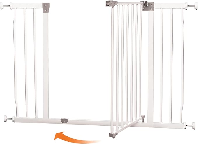 Dreambaby Liberty Extra-Wide Hallway Baby Safety Gate Set - with 3.5"/ 9cm Wide Extension - Smart Stay Open Feature - Fits Openings 39-45.5 inches Wide & 30 inches Tall - White - Model L777BB
