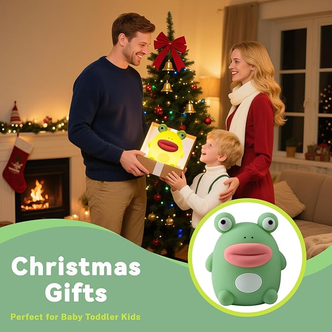 AVEKI Frog Night Light, Cute Big Mouth Frog Lamp Gifts for Boys and Girls, Rechargeable Touch Nursery Night Light for Baby Toddler, Portable Cordless Silicone Animal Lamp for Bedroom Table Desk