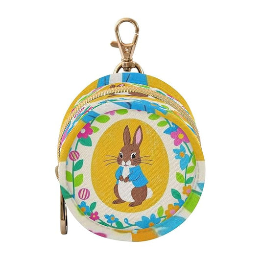 Pacifier Holder with Clip Pacifier Case for Diaper Bag Round Baby Pacifier Pouch Box Bag Portable Bright Colorful Easter Eggs