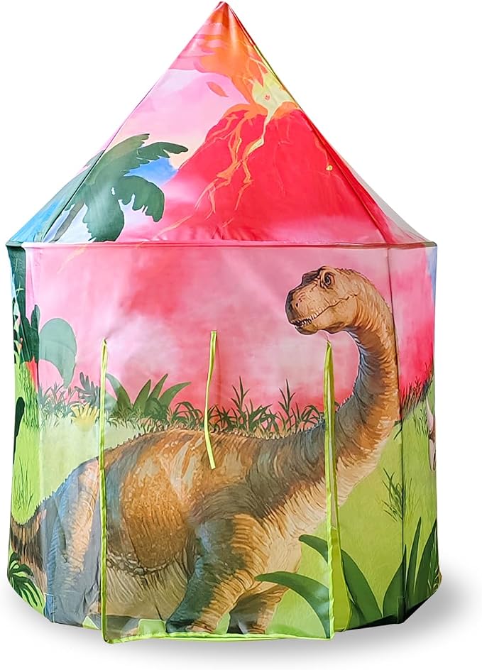 Jurassic Dinosaur Play Tent for Kids and Pets Easy-Assembly Dino Playhouse with Breathable Window, Indoor/Outdoor Imaginative Play Tent with Carry Bag, for Ages 3+ Boys, Dogs House Cat House