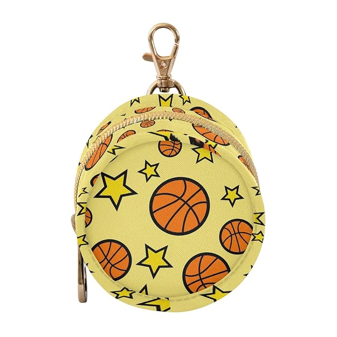 Basketballs Stars Yellow Print Pacifier Holder Case for Diaper Bag Portable Travel Pacifier Storage Case with Clip Newborn Baby Pouch for Outdoor Purse Baby Boys Girls