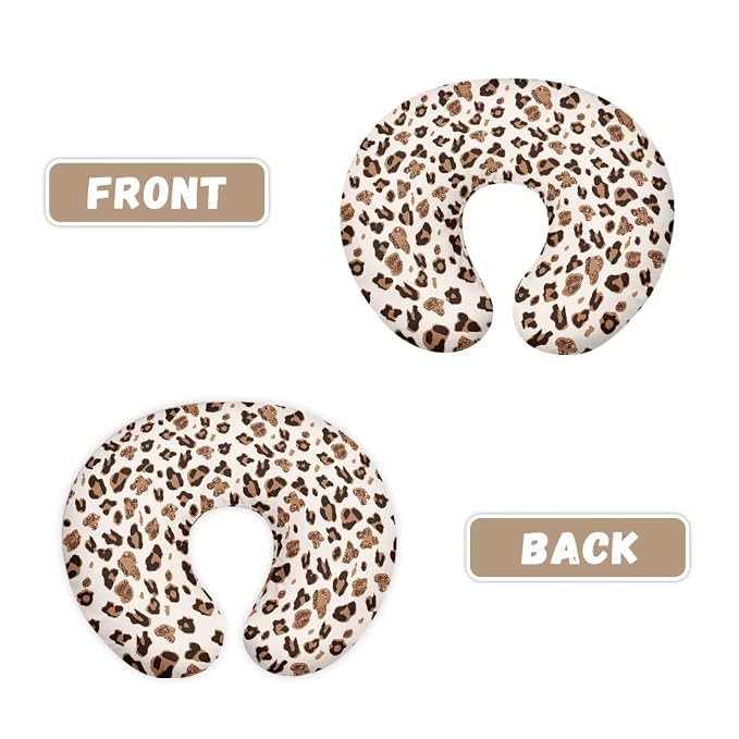Brown Cow Print Nursing Pillow Cover for Baby Girl Stretchy Breastfeeding Pillow Slipcover with Hidden Zipper Nursing Pillow Covers for Breastfeeding Moms Nursing Protective Case Cheetah