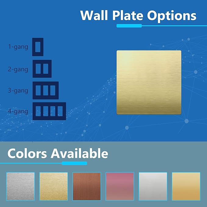 LIDER Double Blank Screwless Metal-Surface Wall Plate, Temperature and Impact Resistant, Stainless Steel, Modern Decoration Upgrade, Mid-Size 2-Gang 4.88??x 4.92?? Brushed Brass