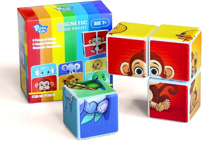 Magnetic Building Blocks & Magnetic Puzzle Toys for Toddlers, Large Building Blocks Cubes 1.65 Inches, Sensory & Montessori Toys for Boys & Girls 1 2 3 Years Old(28pcs)