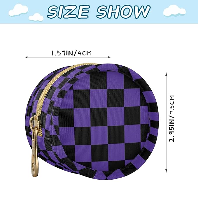 Dark Purple Checkerboard Plaid Pacifier Holder Case Newborn Pacifier Storage Pouch for Boys Girls Easy Attach to Diaper Bag Portable Baby Essentials Container
