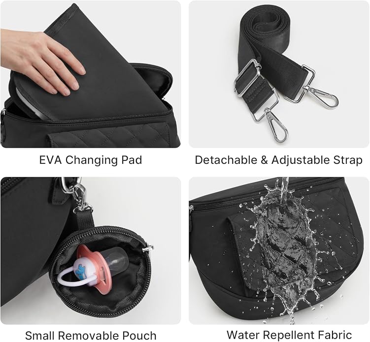 G4Free Small Diaper Bag with Portable Changing Pad Nylon Crossbody Purse Bum Bags with Wipe Pocket Women