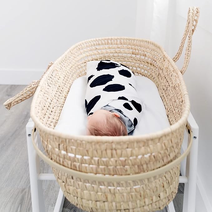 Goobie Baby Organic Muslin Swaddle Blanket, 100% Certified Organic Cotton, Ultra Soft & Breathable, Oversized 47 X 47 Inches for Easy Swaddling, Multi-Use Blanket for Nursing & More (Spotted)