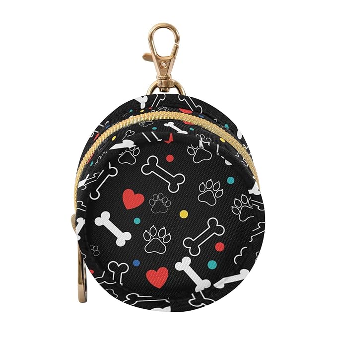 Paw Dog Hearts Black Pattern Pacifier Holder Case Newborn Pacifier Storage Pouch for Boys Girls Easy Attach to Diaper Bag Portable Baby Essentials Container