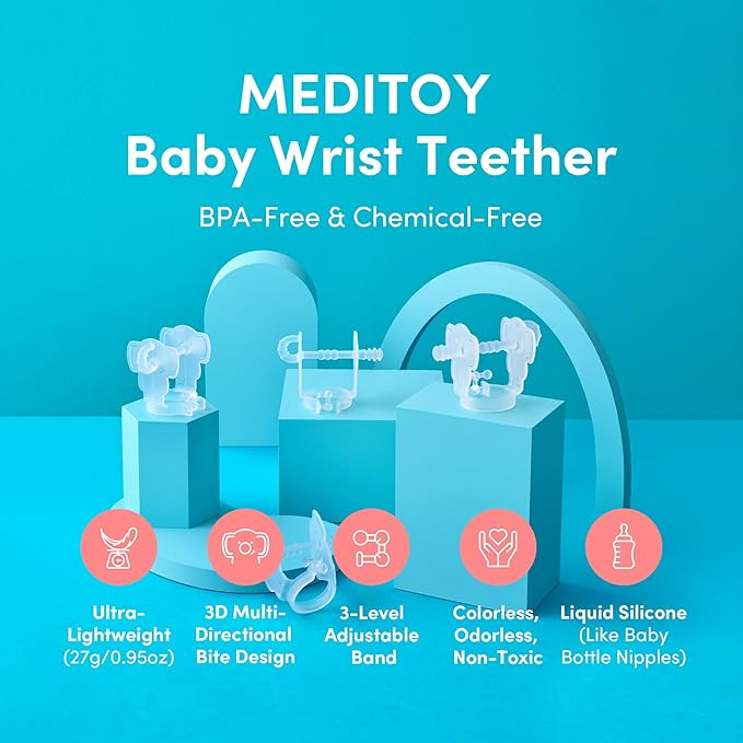 Premium Baby Hand Teether ??Soft & Hygienic Soothing Aid for Teething Discomfort in Babies 3-12 Months, BPA-Free LSR Silicone, Adjustable Wristband, Easy to Clean, Made in Korea