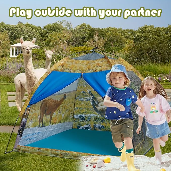 Mnagant Kids' Alpaca Tent - Fun Pop-Up Playhouse for Boys and Girls - Easy Setup, Indoor/Outdoor Adventure Tent - 47" x 47" x 43"