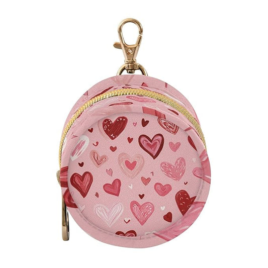 Pacifier Holder with Clip Pacifier Case for Diaper Bag Round Baby Pacifier Pouch Box Bag Portable Pink Cute Hearts
