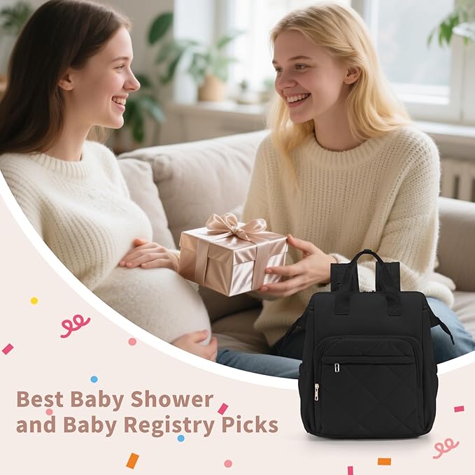 CEI-CEI Diaper Bag Backpack for Mom and Dad, Puffer Baby Bag Backpack with Insulated Pocket, Water-Resistant, Unisex Travel Backpack with Changing Pad & Stroller Straps